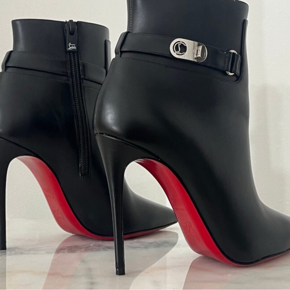Christian Louboutin Black and Red Heeled Boots